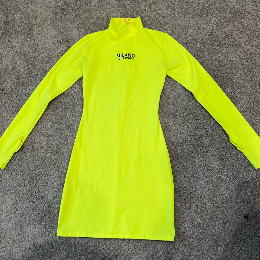 Neon yellow mini dress